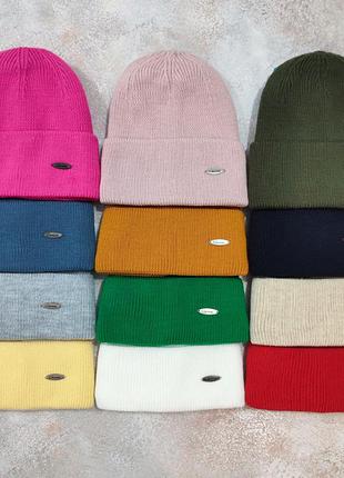 Теплая вязаная шапка шерсть,флис,зимняя, белая,пудра,беж,горцица,серая,хаки3 фото