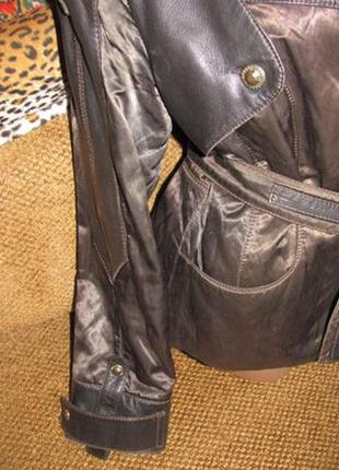 Демісезонна куртка з шикарним хутряним коміром і натуральною шкірою5 фото