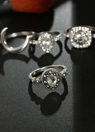 Набор колец 10 шт стильные кольца кристаллы камни3 фото