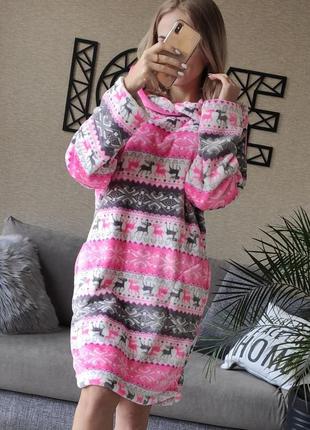 Туника женская домашняя махровая с карманами и капюшоном8 фото