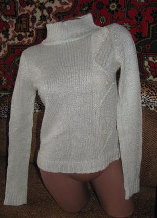 Нарядный шерстяной свитер с люрексом и жемчугом4 фото