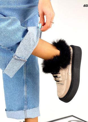 Зимние ботиночки, визон, натуральная замша /кожа8 фото
