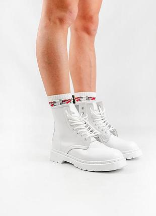 Мартинсы кожаные dr.martens white🍁ботинки демисезон, сапоги