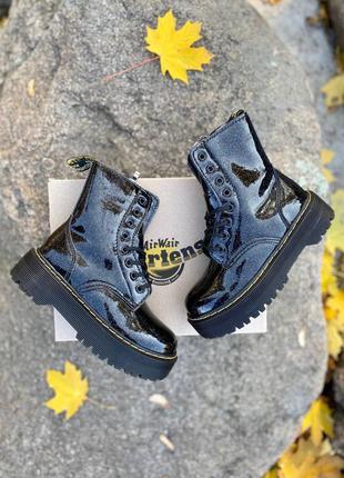 ❄️dr.martens jadon galaxy❄️зимние женские ботинки доктор мартинс жадон на платформе чёрные с мехом, жіночі зимові ботинки