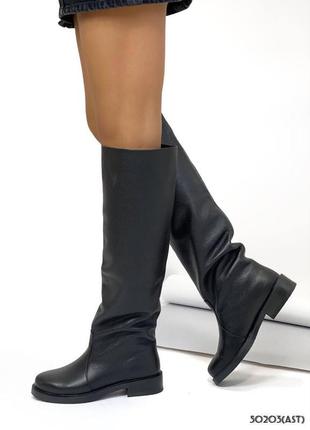 🔥сапоги-трубы viola чёрная кожа.