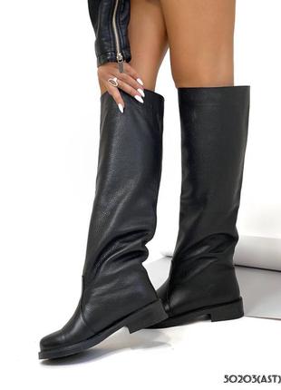 🔥сапоги-трубы viola чёрная кожа.