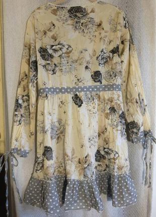 Женское легкое ярусное натуральное платье с рюшами, пляжная туника с кружевом. 100% каттон.3 фото