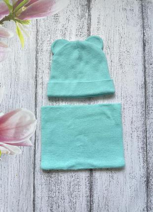 Крутий набір шапка +хомут головний убір з вушками подвійний