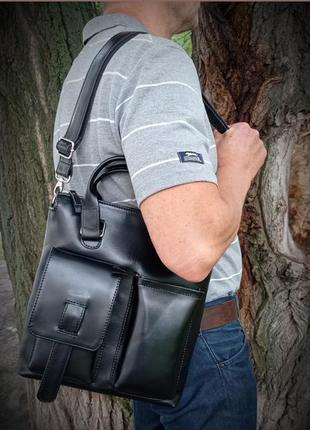 Шикарна шкіряна сумка унісекс/ якісна сумка