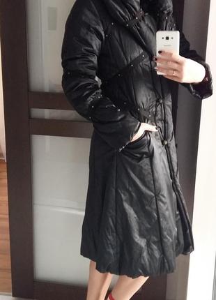 Черное пальто на синтепоне теплая зима весна осень4 фото