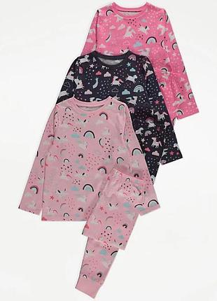 Яскрава красива трикотажна піжама для дівчинки george 100% бавовна
