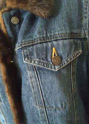 Весенняя зимняя осенняя джинсовая меховая куртка на искусственном меху норки marvin richards6 фото