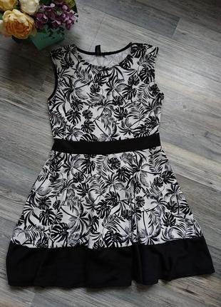 Красивое платье в листики сарафан фактурная ткань р.46/48