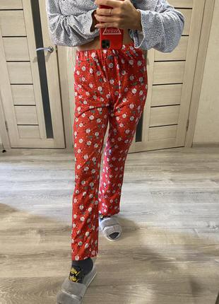 Домашние штаны, пижама в новогодний принт1 фото