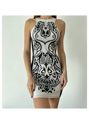 Платье с узором из биссера