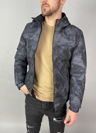 Куртка мужская камуфляж двусторонняя теплая серая синяя турция / курточка чоловіча серая турречина6 фото