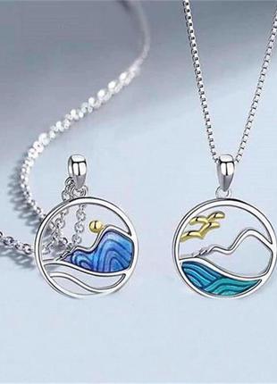 Срібне намисто-ланцюжок "чайки над морем"