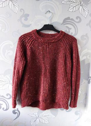 Теракотовий коричневий бордовий теплий в'язаний базовий светр, кофта джемпер пуловер