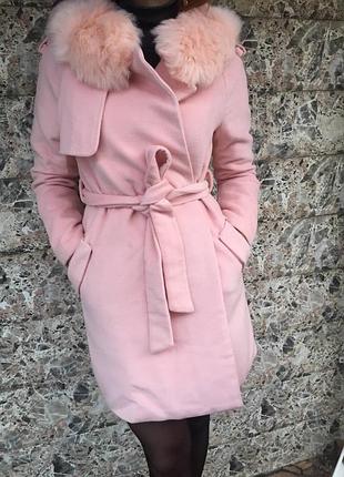 Пальто с искусственным мехом