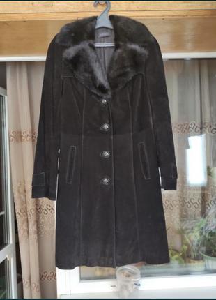 Замшевое  пальто на синтепоне  м1 фото