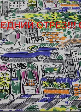Последний отрез 0.81м. джинс итальянский коттон (хлопоковый) ткань без эластана с разноцветным принтом g 236