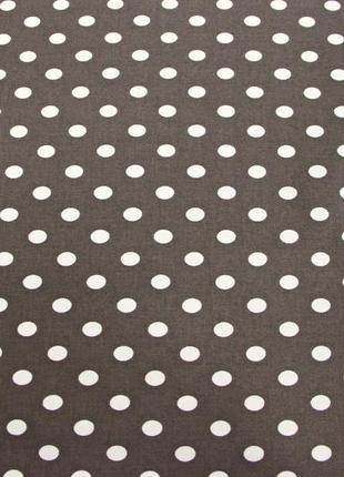 Коттоновая ткань итальянская хлопок с эластаном натуральная белый горох на фоне кофе с молоком ch 188