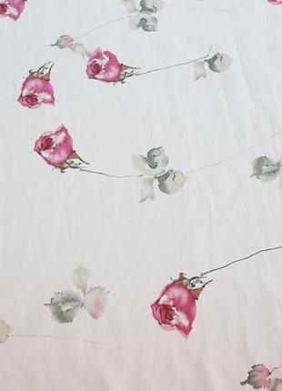 Коттоновая итальянская ткань хлопок с эластаном розы на фоне белого цвета nn 4