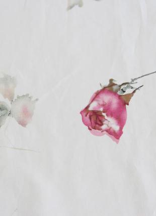 Коттоновая итальянская ткань хлопок с эластаном розы на фоне белого цвета nn 4