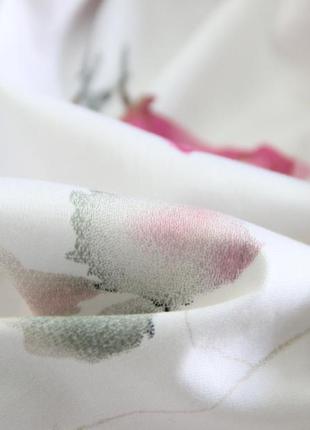 Коттоновая итальянская ткань хлопок с эластаном розы на фоне белого цвета nn 4