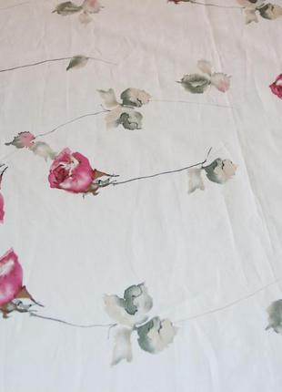 Коттоновая итальянская ткань хлопок с эластаном розы на фоне белого цвета nn 4