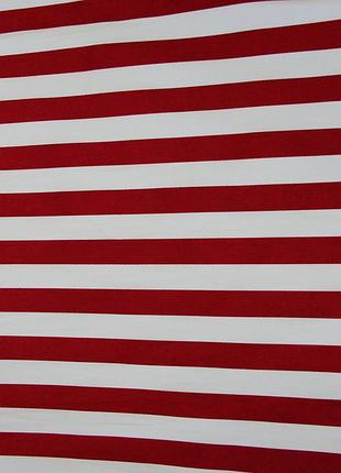 Коттон (хлопок) с эластаном красного цвета в белую полоску la 4
