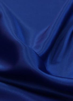 Натуральный итальянский шёлк с эластаном атласный синий однотонный mi 30