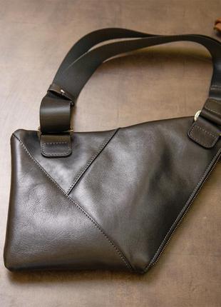 Кожаная мужская сумка через плечо grande pelle 11439 черный7 фото