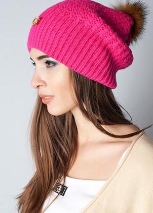 Ugg шапка с натуральным меховым помпоном 4