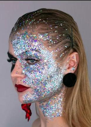 Блёстки цветные глиттер глітер для тела волос губ глаз лица