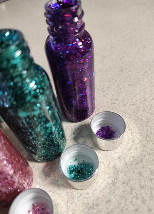 Блёстки цветные глиттер глітер для тела волос губ глаз лица