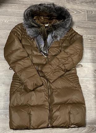 Пуховик зимний пух/перо с натур шкуркой на капюшоне