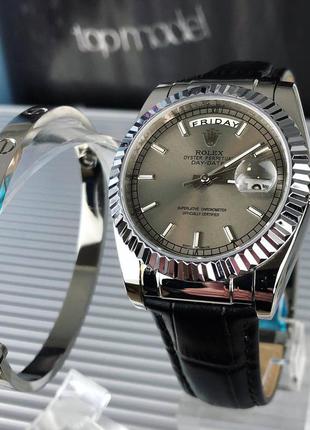 Брендові годинники наручні 36 мм шкіряний ремінець графітовий3 фото