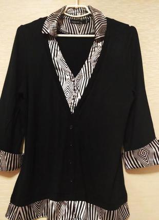 Нарядная  трикотажная блуза с шелковой отделкой, размер 48-502 фото