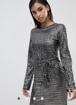 Вечернее платье club l tie front metallic dress