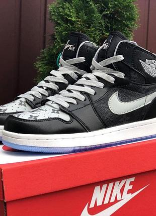 Демисезонные высокие женские кожаные кроссовки nike air jordan 1 louis vuitton 🆕