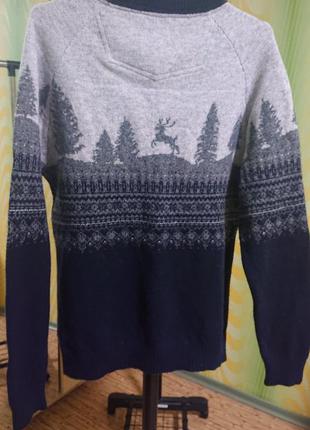 Шерстяной винтажный зимний новогодний качественный свитер fat face3 фото