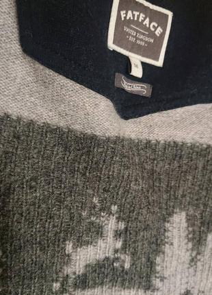 Шерстяной винтажный зимний новогодний качественный свитер fat face6 фото