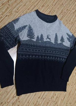 Шерстяной винтажный зимний новогодний качественный свитер fat face4 фото