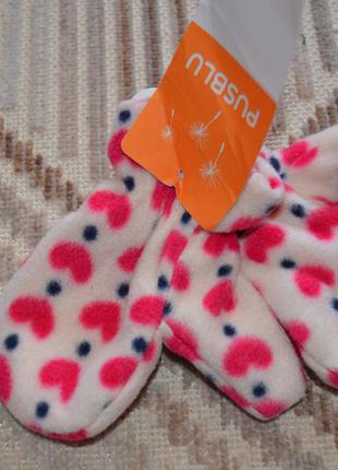 Нові теплі флісові рукавички для дівчинки pusblu 1,5-3 роки