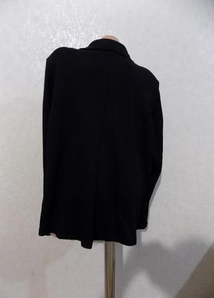 Пиджак трикотажный плотный с кожаным воротником черный фирменный размер 58-604 фото