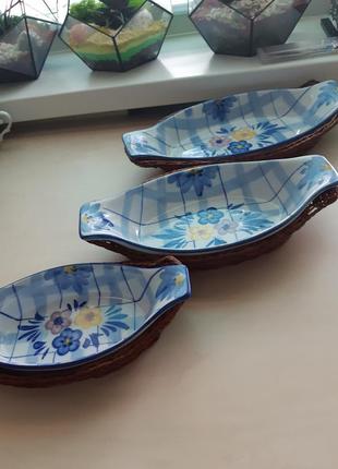 Набор глубоких блюд в плетении з шт. овальный с ушками. германия