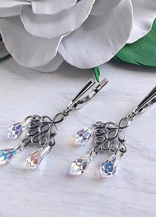 Серебряные серьги swarovski