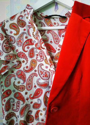 Блузка zara в индийский огурец, пейсли узор бута, рукав крылья1 фото