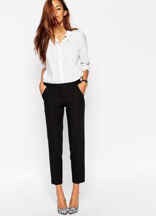 Zara черные текстурные брюки штаны с боковыми карманами